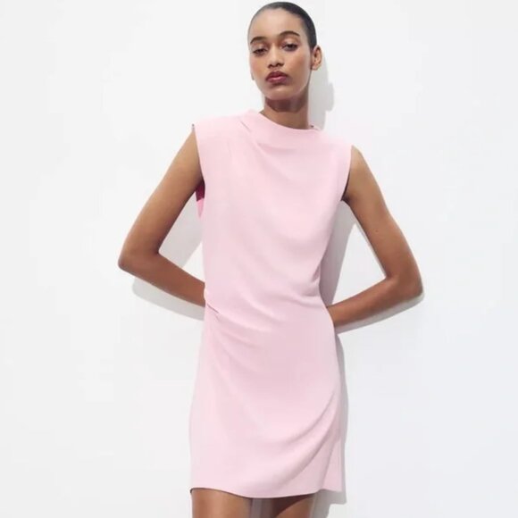 Zara Crepe Mini Dress Pink Sleeveless Dress Size Medium Ref # 3128/324/620 - Picture 1 of 9